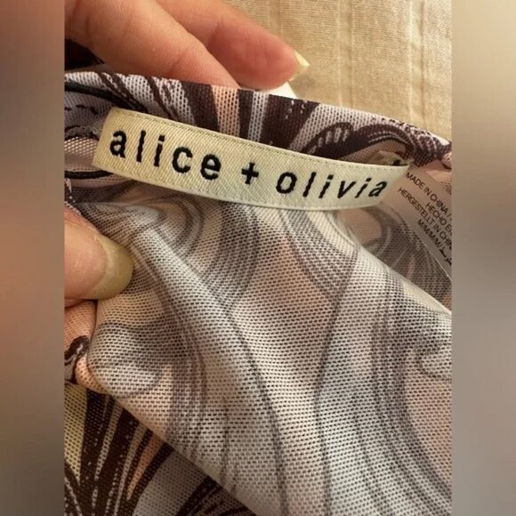 ALICE + OLIVIA DAYDREAMER PAISLEY TESS PASTEL PINK GOLD MESH TOP SHIRT SMALL S - Picture 14 of 16